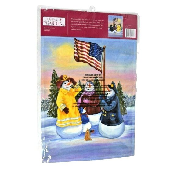 Erins Garden Patriotic Snowman Decorative Garden Flag 12.5 x 18 New - Picture 3 of 4